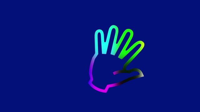 Hand wave. Hand emoji hi or hello 3d animation with blue background.