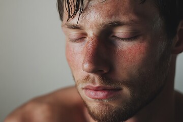 Fototapeta premium Portrait of a Man with Skin Blemishes or Marks