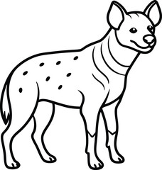 Black and White Illustration of a Standing Spotted Hyena

