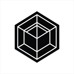 Abstract Hexagon Plaited Logo Box Vector Template