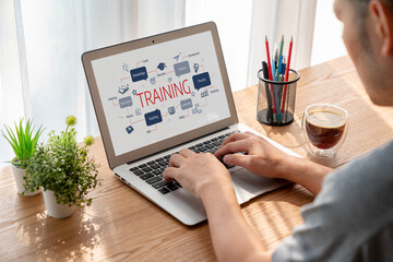 Fototapeta premium E-learning website with sofware for student to study online on the internet network snugly