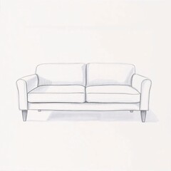 Pencil sketch illustration of a sofa with a white cushion, simple design, and clean aesthetic.