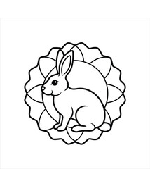 Easter Bunny Mandala Decorative Line Art Vector Illustration