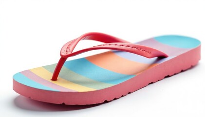 Fototapeta premium Close-up of a single flip-flop isolated on white background, minimal, flip flop
