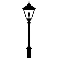 classic street lamp silhouette vector isolated on white background