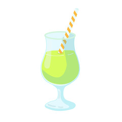 glass with cocktail and straw on white background