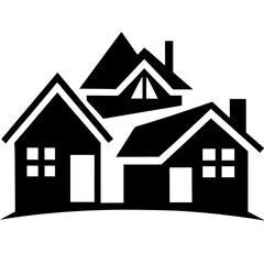 Houses Icon silhouette vector isolated on white background
