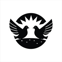 Peaceful Countryside Vintage Dove Silhouette Art