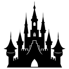 Fototapeta premium Majestic Fantasy Castle silhouette vector isolated on white background