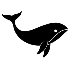 Minimal whale silhouette with smooth curves isolated on white background