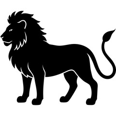 Simple lion silhouette vector isolated on white background