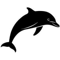 Obraz premium Smooth dolphin silhouette isolated on white background