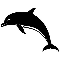 Smooth dolphin silhouette isolated on white background