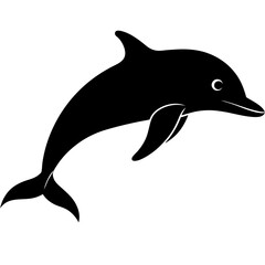 Smooth dolphin silhouette isolated on white background