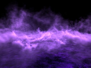Ethereal purple fog landscape with dark background creating a mysterious and dreamy atmosphere perfect for fantasy themes and digital art projects