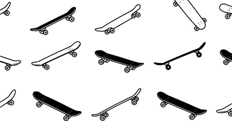 skateboard seamless pattern dack skating vector extreme sport cartoon scarf isolated tile background gift wrap paper repeat wallpaper illustration design