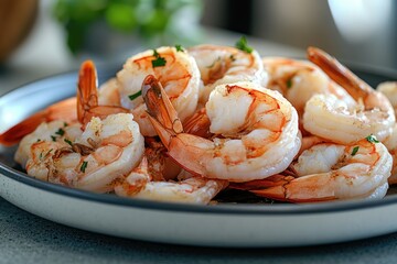 Delicious Cooked Shrimp on a Plate Ready to Eat