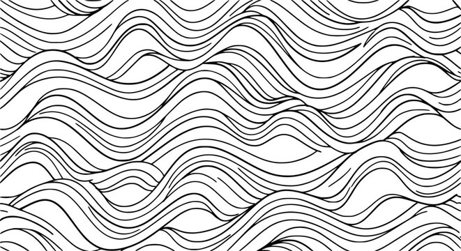 wave seamless pattern doodle line gift wrapping paper abstract tile background repeat wallpaper isolated illustration
