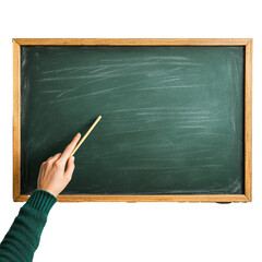 Teacher pointing at chalkboard with pointer stick , Transparent Image