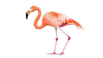 Fototapeta premium Pink Flamingo Bird Profile on White Background