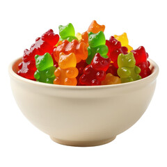 A bowl of colorful gummy bears.  Perfect for food blogs, websites and packaging. cut out background
