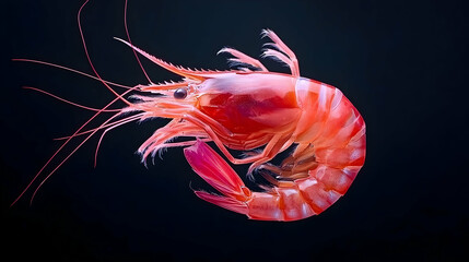 Close Up Red Shrimp Against Black Background
