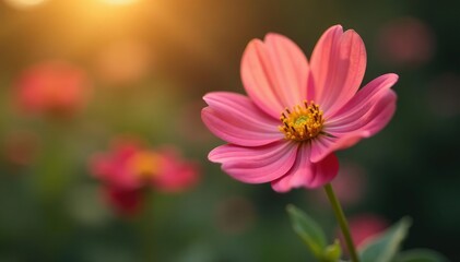 Obraz premium Single flower with a warm tone and soft focus, softfocus, petals