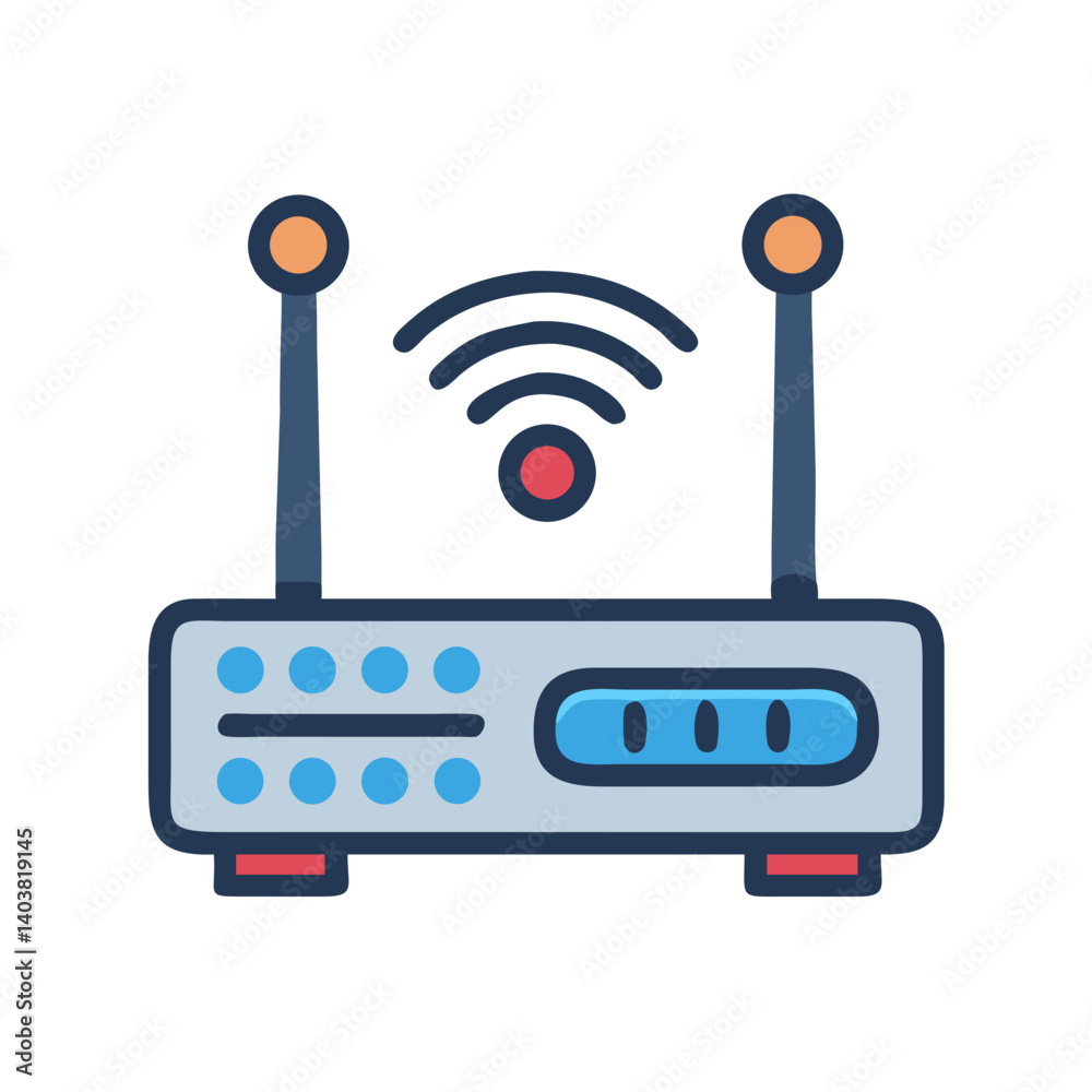 Poster Router Icon Representing Internet Connectivity and Network Access