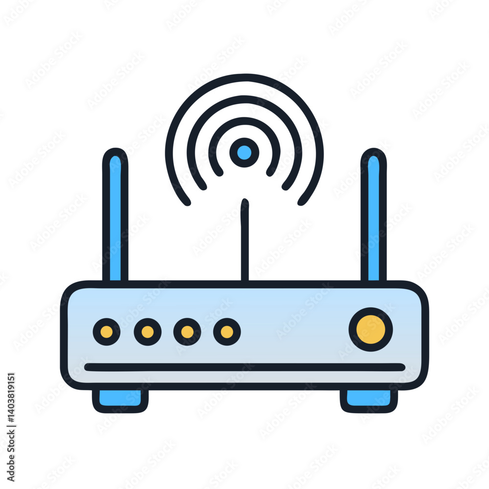 Poster Router Icon Representing Internet Connectivity and Network Access