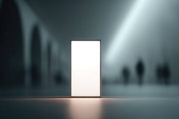 elegant and minimalistic concept photo featuring blank photo frame highlighted prominently at center with ample copy