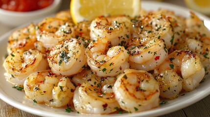 Fototapeta premium Delicious Garlic Herb Grilled Shrimp Recipe