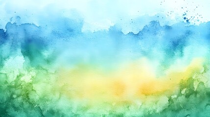 Obraz premium Beautiful Abstract Watercolor Painting with Vibrant Blue, Green, and Yellow Hues