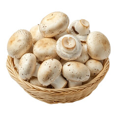 fresh mushrooms champignons in a basket [Transparent Background PNG] 