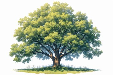 Fototapeta premium Large, solitary tree, with dense, green foliage and textured bark