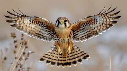 Fototapeta premium A stunning kestrel in hover flight