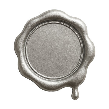 silver wax seal with clipping path isolated on white background