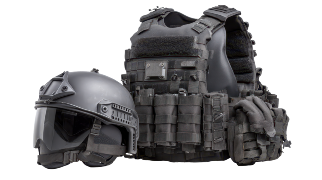 Tactical gear for professional use. transparent background