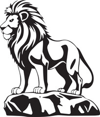 Lion Silhouette Vector Set – Majestic Lions Standing on Rock Clipart for Logos, Tattoos, and T-Shirt Designs