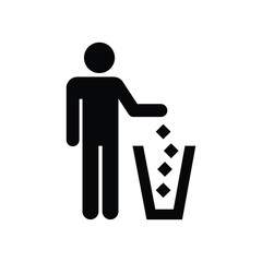 Keep Clean Icon  - Throw Trash Rubbish in Trashcan Can Waste Litter