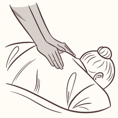 Massage hand icon gently pressing on a back silhouette