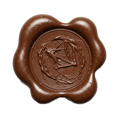 bronze wax seal isolated on white, blank bronze wax seal	