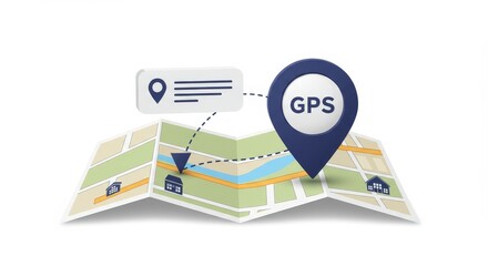 GPS Navigation Pointer Illustration Map - GPS navigation, location tracking, pinpoint address, map directions, travel route. Symbolizing ease of navigation, precise location, journey planning