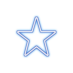 Neon blue star, Neon star icon on transparent background. Cut out