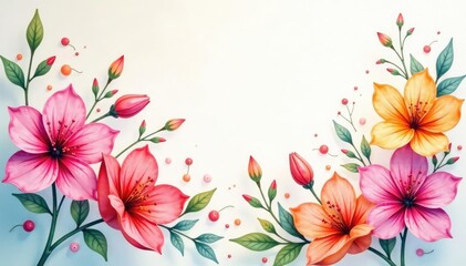 Softly painted watercolor blooms, interconnected and flowing, nature, paint, art