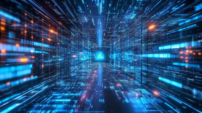 Abstract digital technology background network connection data analysis cyber space view 