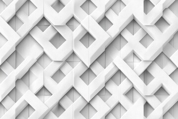 Geometric white tile pattern with square openings creating a modern and abstract design for architectural background and seamless texture with clean lines and subtle shadows