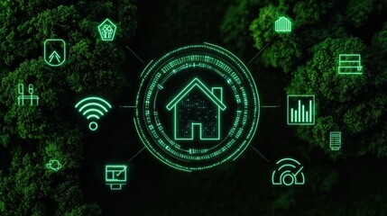 Fototapeta premium A digital smart home network concept with green ecosystem