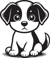 Black & White Puppy Dog Vector