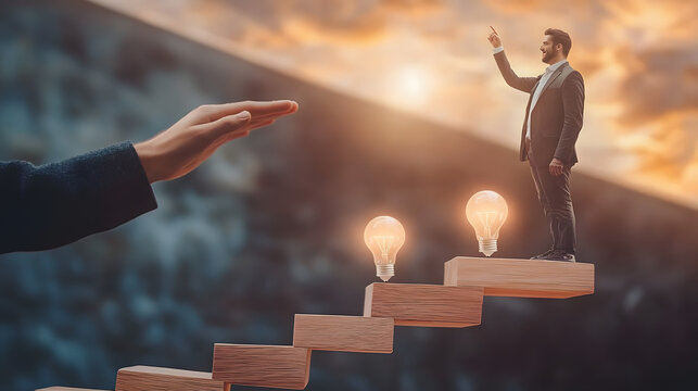 An inspirational coaching concept image showcasing a mentor giving personal growth and development advice, with a focus on career advancement, skill improvement, and achieving life goals.