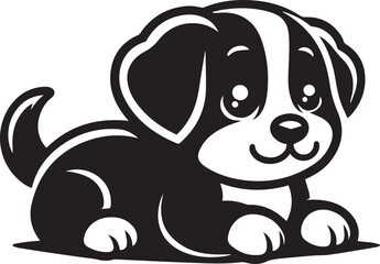 Black & White Puppy Dog Vector